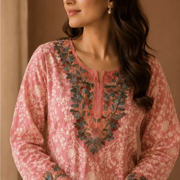 Mehak Shawls Georgette Embroidered Top Kurti – Floral Designer Collection