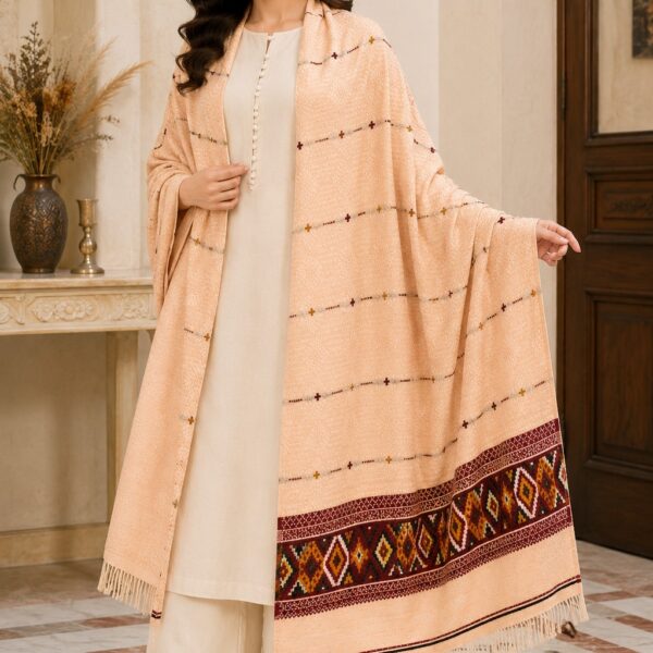 Mehak Shawls Peach Ethnic Pashwool Shawl
